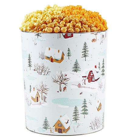 Let It Snow 6 1/2 Gallon 3 Flavor Popcorn Tin